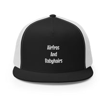 Load image into Gallery viewer, Airfros And Babyhairs Black And White Logo Trucker Cap