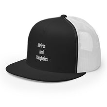 Load image into Gallery viewer, Airfros And Babyhairs Black And White Logo Trucker Cap