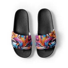 Load image into Gallery viewer, Deep Sky Blue Graffiti Logo Women's slides