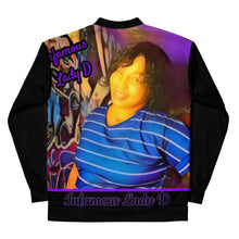Load image into Gallery viewer, Infamous Lady D Purple Logo Unisex Bomber Jacket