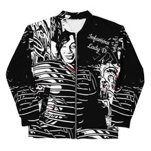 Load image into Gallery viewer, Airfros And Babyhairs Black White Red Infamous Bomber Jacket