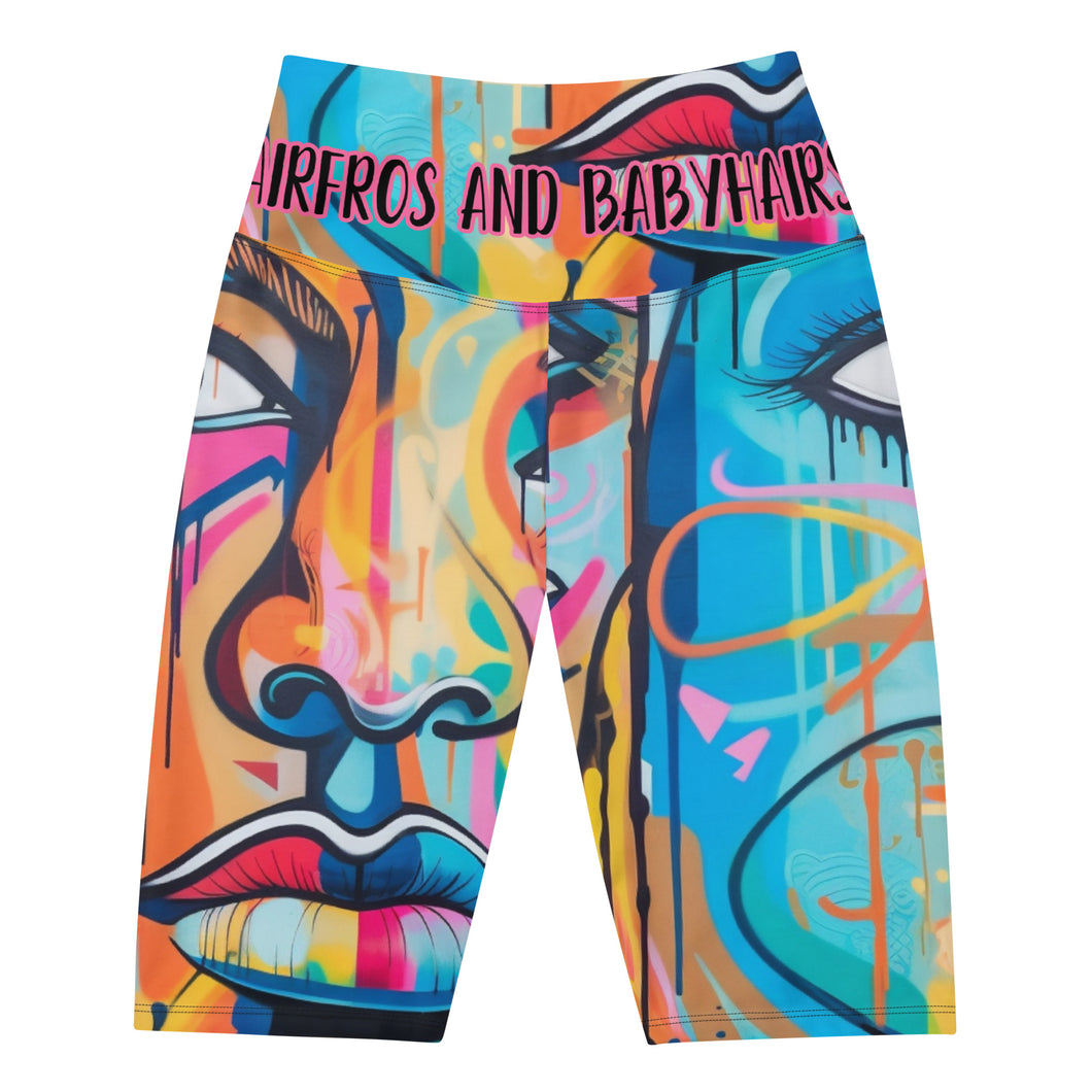 Face Card Graffiti Biker Shorts