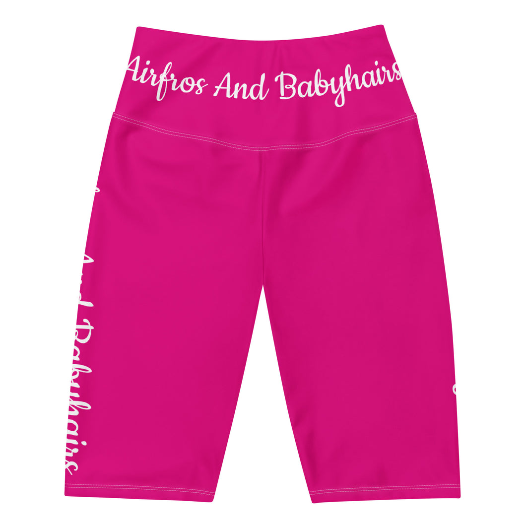 Airfros And Babyhairs Branded White Logo Pink Biker Shorts