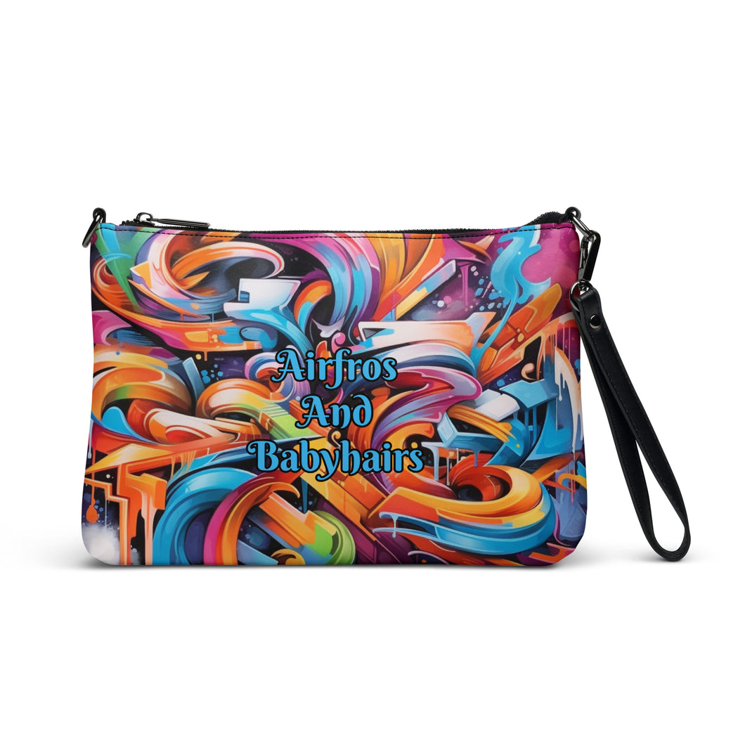 Deep Sky Blue Graffiti Logo Crossbody Bag