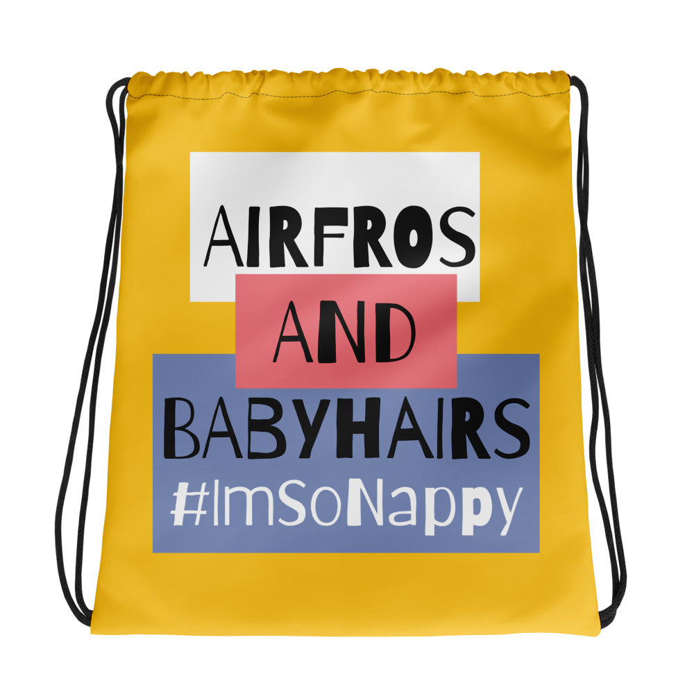 Airfros And Babyhairs Yellow Logo Draw String Bag