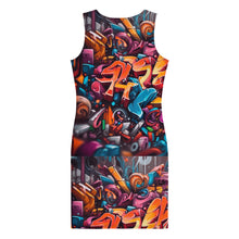 Load image into Gallery viewer, Orange and Blue Graffiti Print Body Dress
