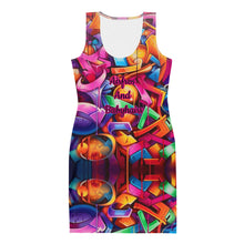 Load image into Gallery viewer, Pink And Red Graffiti Print Logo Body Dress
