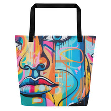 Load image into Gallery viewer, Face Card Graffiti Large Tote Bag
