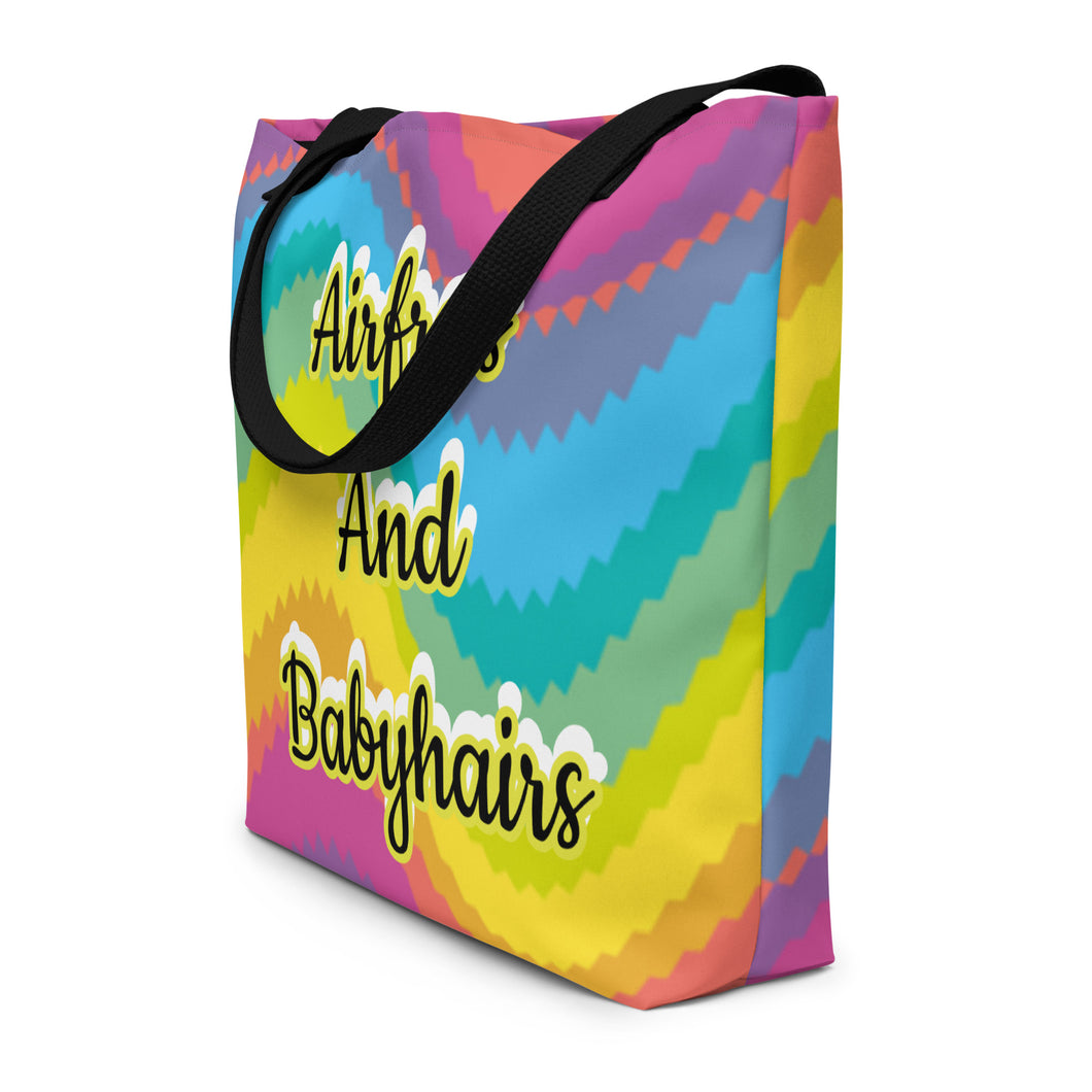 Airfros And Babyhairs Multicolored Logo Large Tote Bag