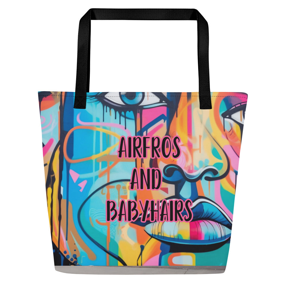 Face Card Graffiti Large Tote Bag