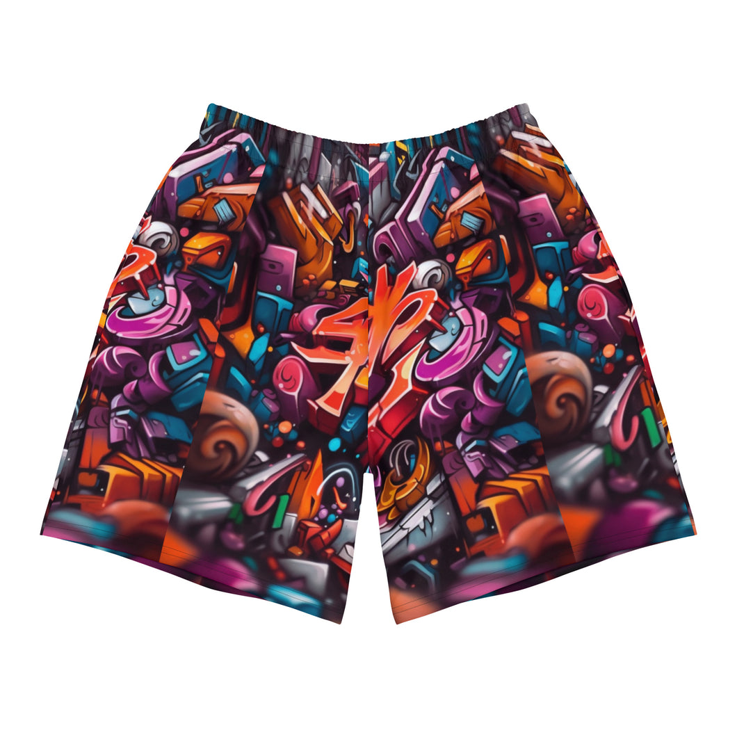 Graffiti Print Athletic Shorts