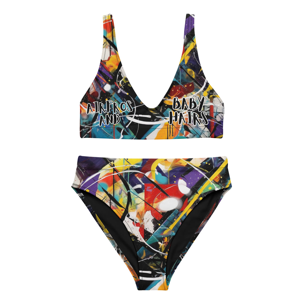 Paint Splatter High Waisted Bikini