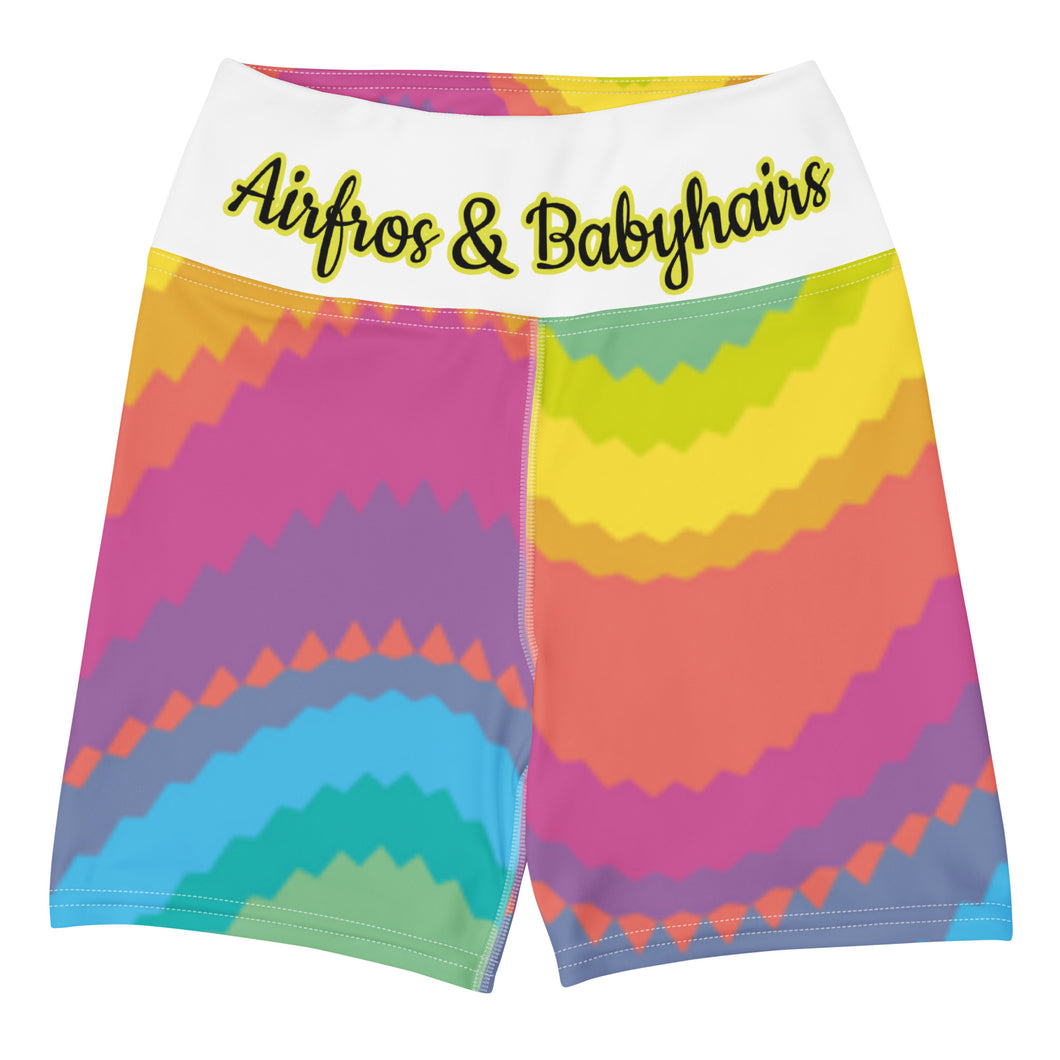 Airfros And Babyhairs Multicolored Logo Yoga Shorts