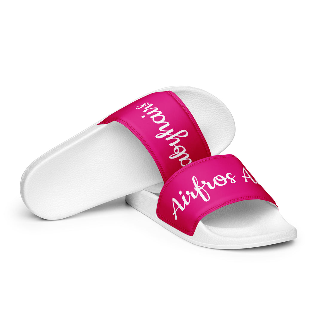 Airfros And Babyhairs Branded White Logo Pink Womens Slides