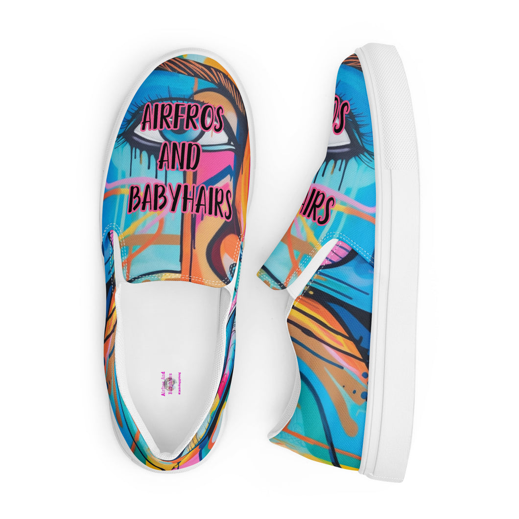 Face Card Graffiti Women Slip On Canvas Shoes