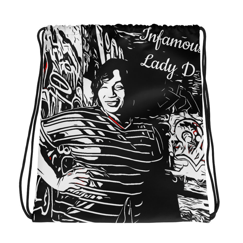 Airfros And Babyhairs Black White Red Infamous Drawstring bag