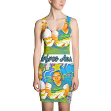 Load image into Gallery viewer, Airfros And Babyhairs Blue All Over Print Mukbang Body Dress
