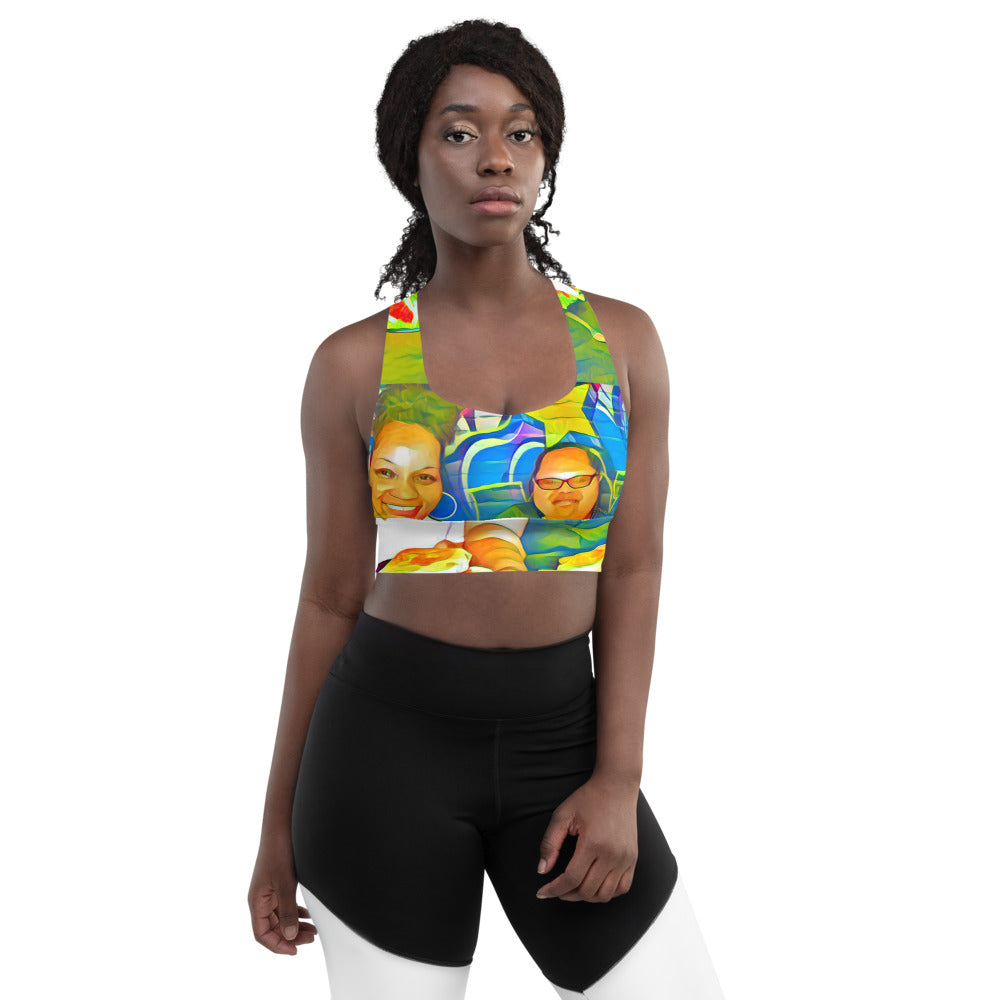 Airfros And Babyhairs Blue Mukbang Print Sports Bra