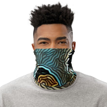 Load image into Gallery viewer, Turquoise &amp; Black Graphic Neck Gaiter
