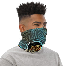 Load image into Gallery viewer, Turquoise &amp; Black Graphic Neck Gaiter
