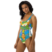 Load image into Gallery viewer, Airfros And Babyhairs Blue Mukbang Print Bathing Suit
