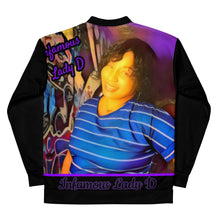 Load image into Gallery viewer, Infamous Lady D Purple Logo Unisex Bomber Jacket
