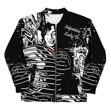 Load image into Gallery viewer, Airfros And Babyhairs Black White Red Infamous Bomber Jacket
