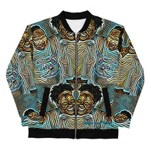 Load image into Gallery viewer, Turquoise &amp; Black Graphic Unisex Bomber Jacket
