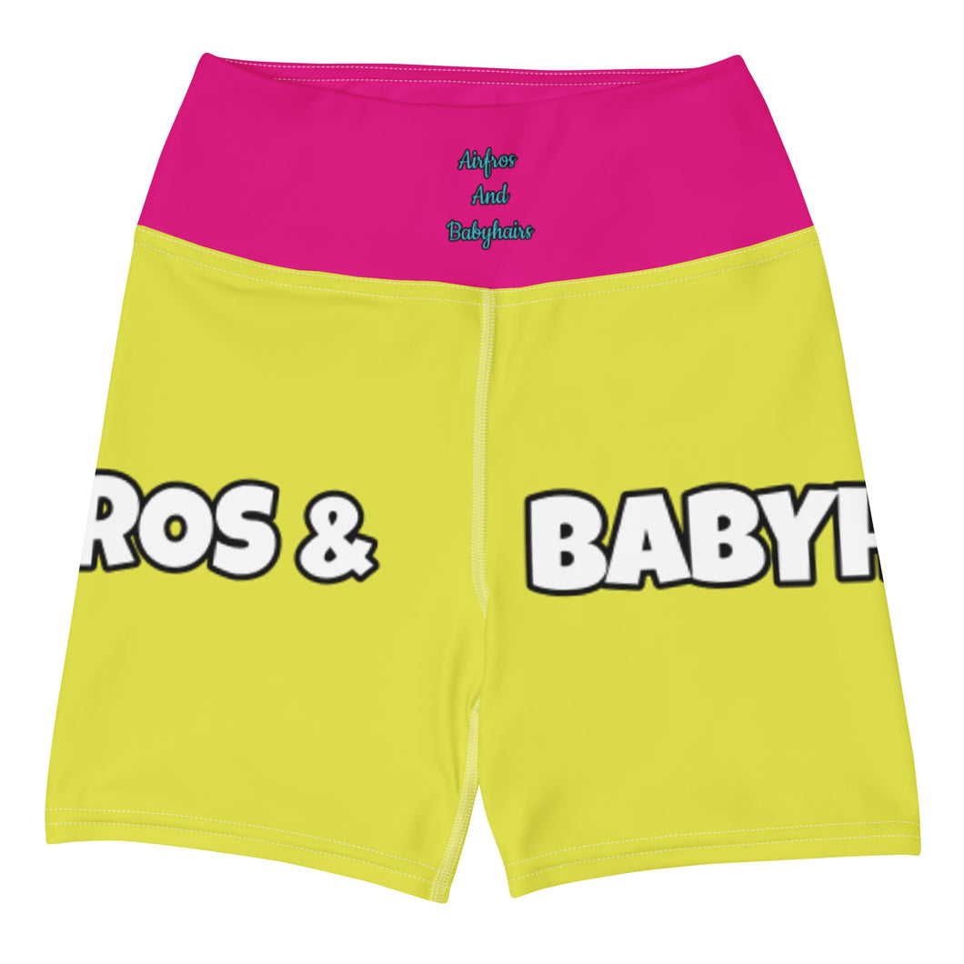 Airfros And Babyhairs Yellow & Pink Yoga Shorts