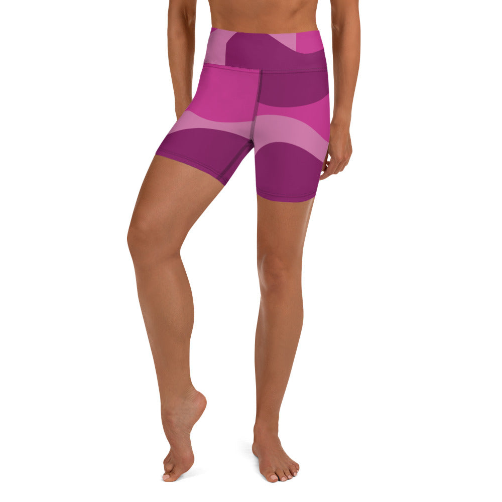 Airfros And Babyhair Pink And Purple Camo Yoga Shorts