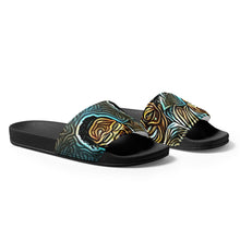 Load image into Gallery viewer, Turquois And Black Graphic Men’s slides
