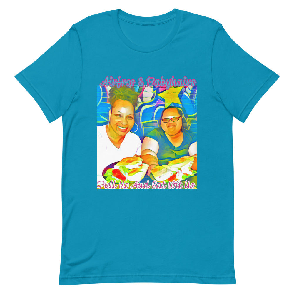 Airfros And Babyhairs Mukbang Aqua Short Sleeve Shirt