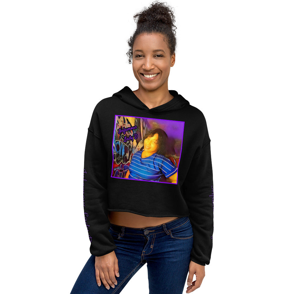 Infamous Lady D Purple Logo Cropped Hoodie